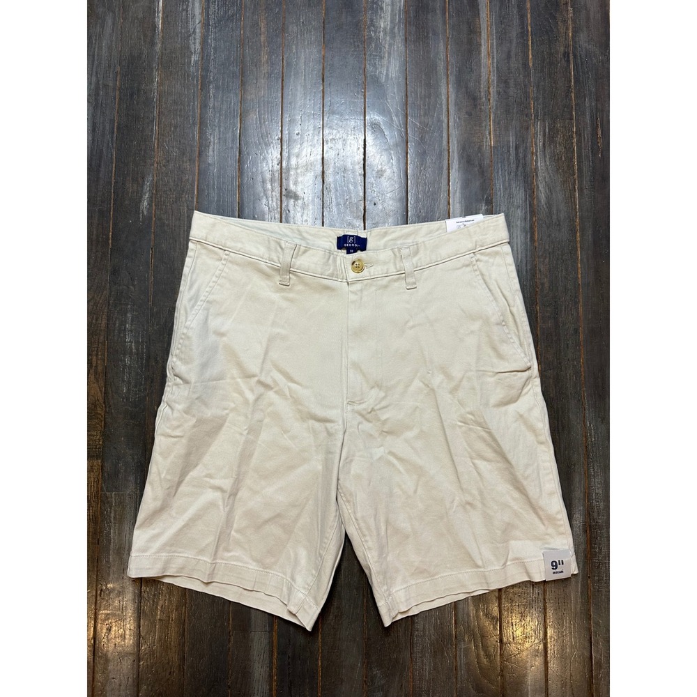 George Khaki Tan Flat Front Above The Knee Stretch Shorts